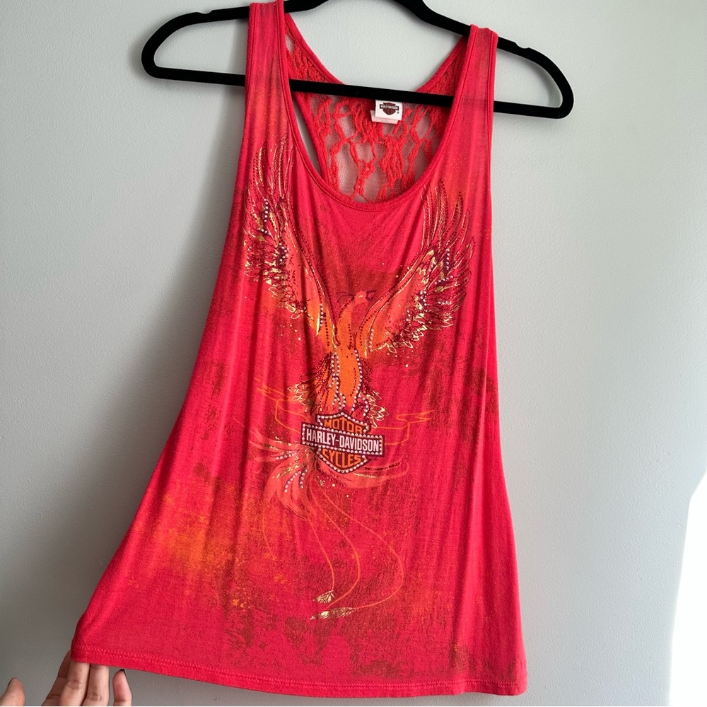Harley Davidson Phoenix Tank Top w/ Lace - Size L